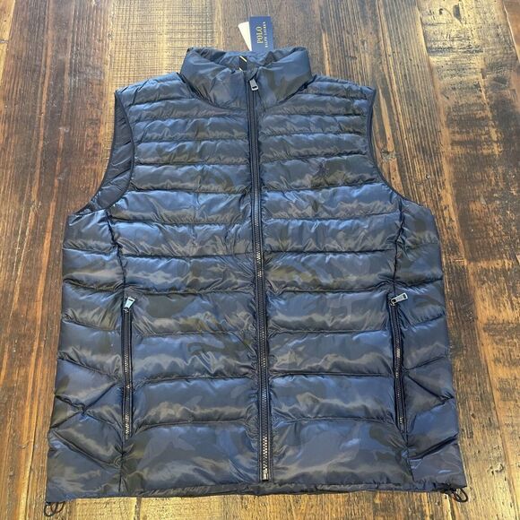 Polo Ralph Lauren Mens Packable Vest Puffer Water Repellent Navy